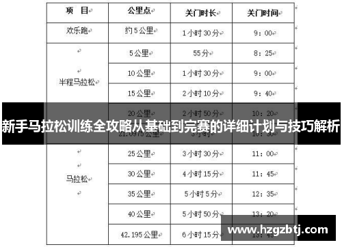新手马拉松训练全攻略从基础到完赛的详细计划与技巧解析